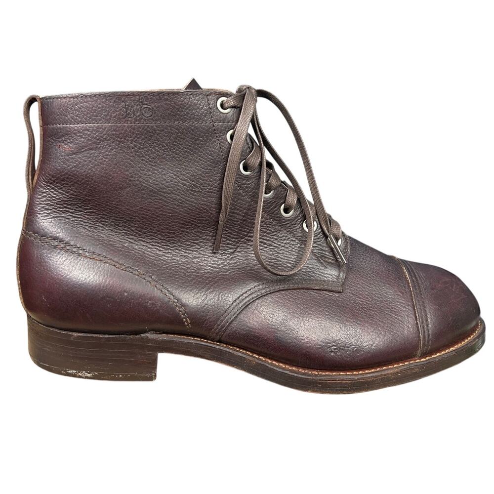 Vintage 1946 Swedish Army M/39 Brown Leather Cap Toe Boots Size 47 US 13 A